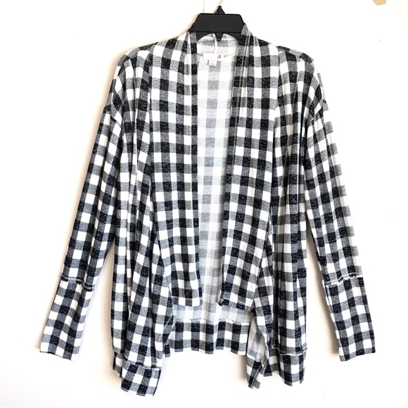 So Brand Open Front Plaid Check Cardigan Topper Jacket - Picture 11 of 12